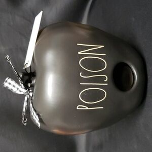 Rae Dunn NWT “POISON” Black Ceramic Apple Shaped Birdhouse